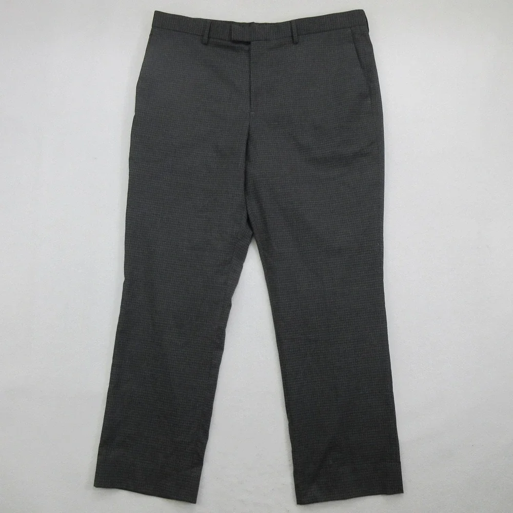 Banana Republic Men's Pants 36x30 Slim Fit Gray Windowpane Check Dress Pants New
